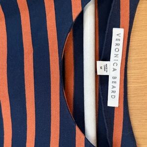 Veronica Beard Blue and Orange Striped Tee